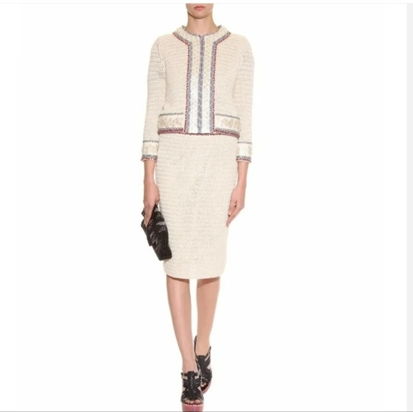 TORY BURCH Donovan Embellish Crochet Linen Jacket Sweater Cardigan. Medium. EUC - Picture 5 of 13